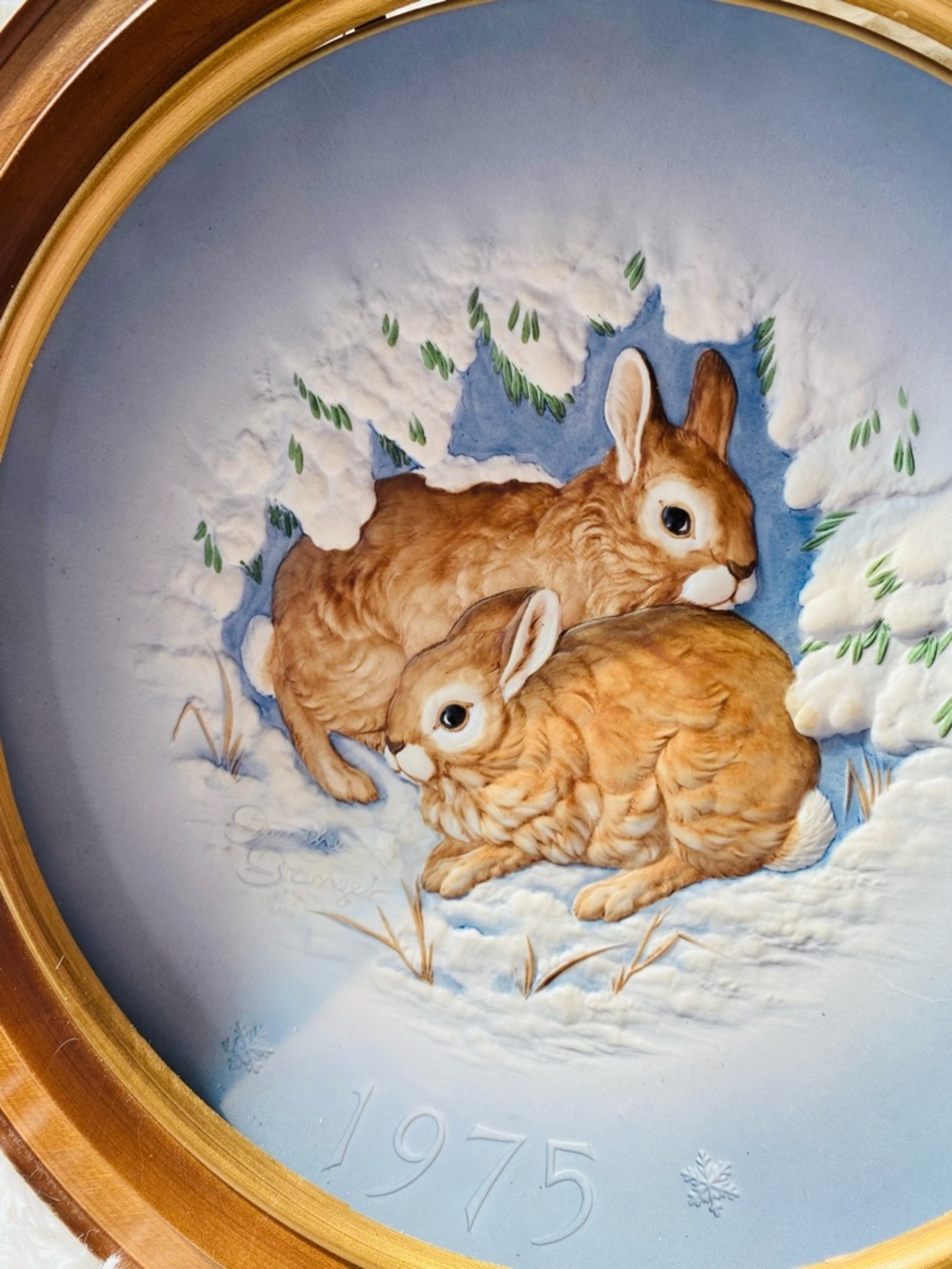 1975 Hutschenreuther Collector Plate Framed Bunnies Limited Ed Germany Porcelain - Picture 4 of 6